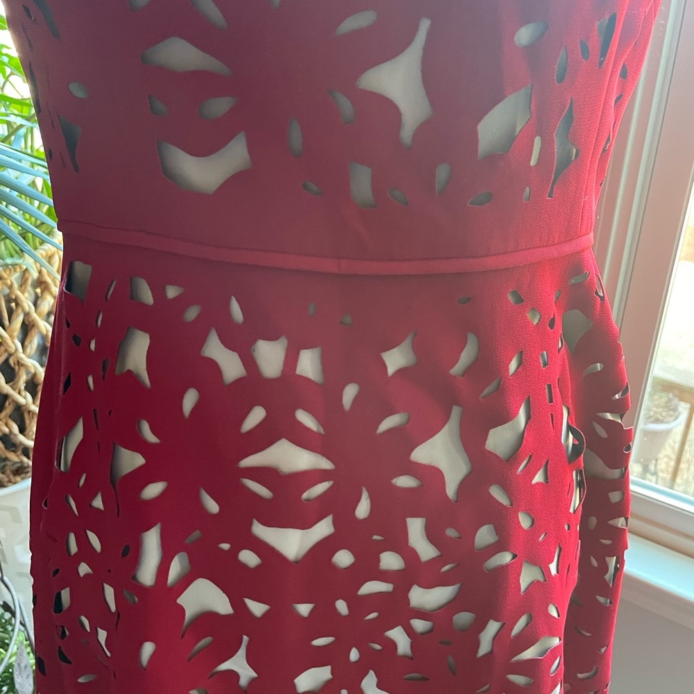Moulinette Soeurs Laser-Cut Red Fit & Flare dress in SZ 6 in gently used cond - Picture 6 of 10